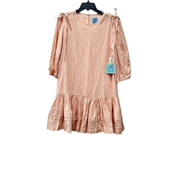 CeCe Clip Dot Ruffle Hem Dress Pink 100% cotton Summer Dress NWT MSRP $129 - Picture 3 of 12